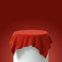 3D Render objeto de cortina de terciopelo rojo, podio foto