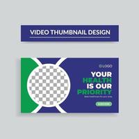 Healthcare Video Thumbnail and Web Banner Template. Thumbnail Design vector