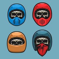 conjunto de casco de motociclista de calavera vector