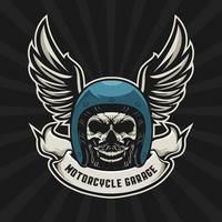 conjunto de casco de motociclista de calavera vector