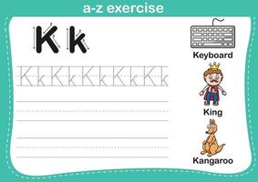 Alphabet a-z exercise with cartoon vocabulary illustration vector