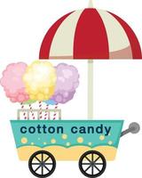 cart stall and cotton candy vector