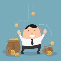 Businessman enjoying it raining money vector