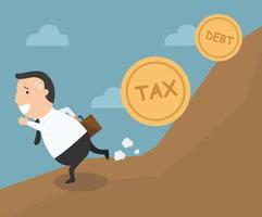 The employee tries to run away from tax and debt vector