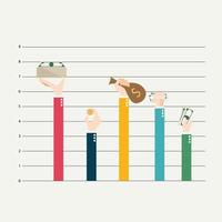 Comparing chart of people having different amount of money vector