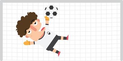 A goalkeeper saving a soccer ball on a possible goal vector