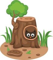 tree hollow with an owl on a white background,vector vector