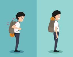 wrong and right ways for backpack standing vector