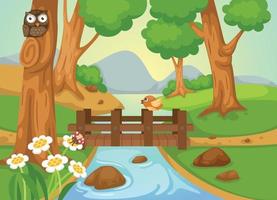 forest with a river background vector