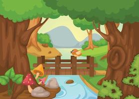 forest with a river background vector