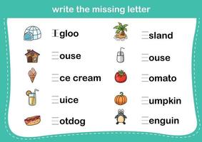 write the missing letter vector