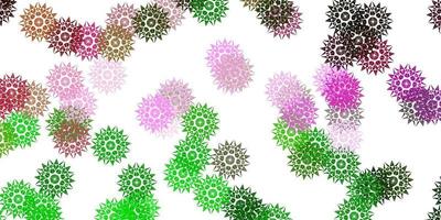 Light Pink, Green vector doodle texture with flowers.