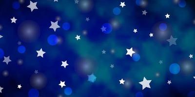 Light BLUE vector texture with circles, stars.