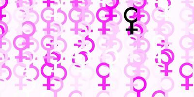 Light Pink vector backdrop with woman's power symbols.