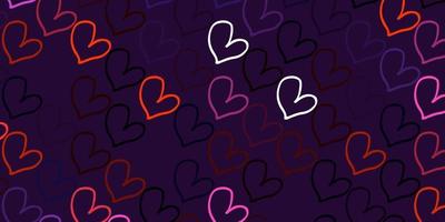Light Pink, Red vector pattern with colorful hearts.