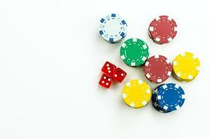 Gambling Poker Cards Chips and Dices Concept photo