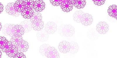 Light Pink vector doodle pattern with flowers.