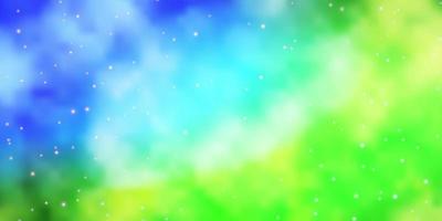 Light Blue, Green vector background with small and big stars.