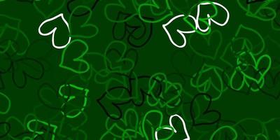 Light Green vector texture with lovely hearts.