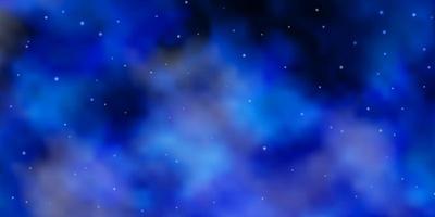 Dark BLUE vector background with small and big stars.