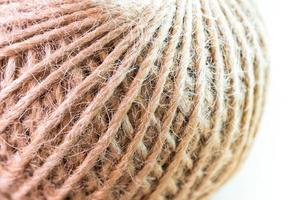 Texture of the brown natural rustic hemp cord in roll photo