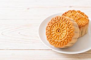 Chinese moon cake on plate photo