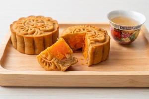 Chinese moon cake durian and egg yolk flavour photo