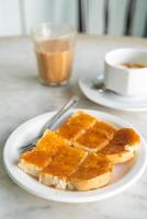 Custard  with bread toasted photo