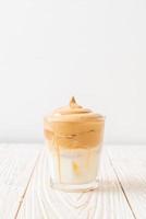 Iced Dalgona Coffee, a trendy fluffy creamy whipped coffee photo