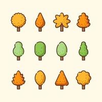 conjunto de iconos de árbol de otoño vector