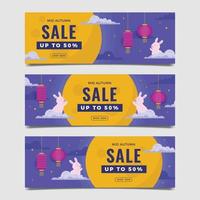 Mid Autumn Sale Banner Set vector