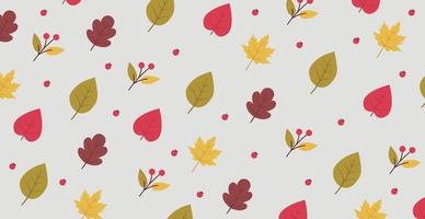 Pattern of various leaves on a white background - Vector