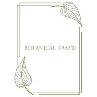 Vertical rectangular frame with leaves vector illustration