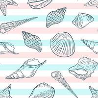 Pattern Seashells sketch vector illustration