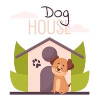 Cute illustration of animal house with plants and lettering vector