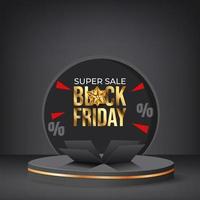 black friday sale banner with podium vector