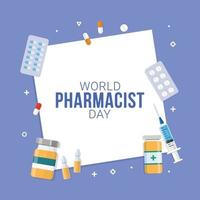 Ilustración de vector de celebración de banner de día mundial del farmacéutico