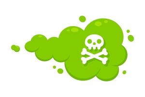 Smelling green cartoon fart cloud flat style design vector