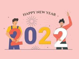 mens character celebrate christmas or new year happy new year 2022 vector