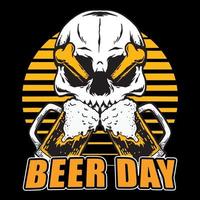 Beer Day vector skull illustration