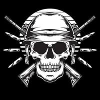 Vintage Army Skull with crossed weapon vector