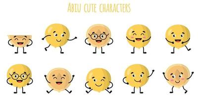 abiu fruit lindos personajes divertidos con diferentes emociones vector