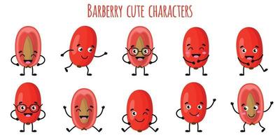 Barberry fruit cute funny characters  with different emotions vector