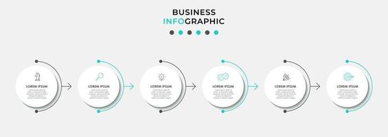 Plantilla de diseño infográfico con iconos y 6 opciones o pasos. vector