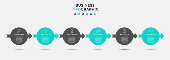 Plantilla de diseño infográfico con iconos y 6 opciones o pasos. vector