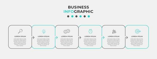 Plantilla de diseño infográfico con iconos y 6 opciones o pasos. vector