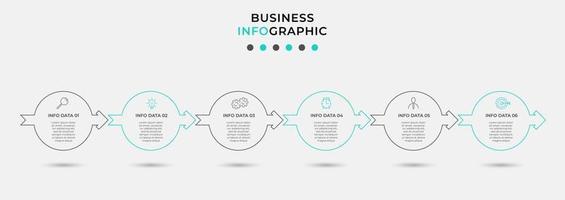 Plantilla de diseño infográfico con iconos y 6 opciones o pasos. vector