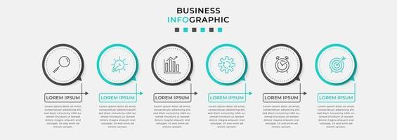Infographic design template with icons and 6 options or steps vector