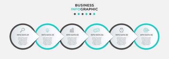 Infographic design template with icons and 6 options or steps vector