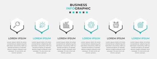 Plantilla de diseño infográfico con iconos y 6 opciones o pasos. vector